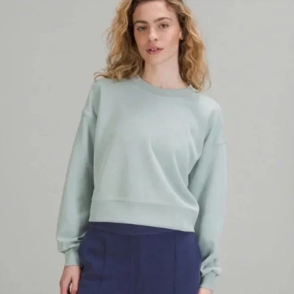 lululemon athletica Tops - Lululemon Softstreme Perfectly Oversized Cropped Crew 6 light seafoam Spring!